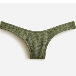 NWT J.Crew Olive Green Scrunchie Textured Curved Waist Cheeky Bikini Bottom Sz M